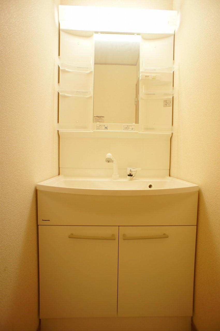 Wash basin, toilet. Room (August 2013) Shooting, Storage is abundant vanity. 
