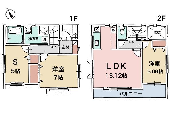 Floor plan. 29,800,000 yen, 2LDK + S (storeroom), Land area 89.8 sq m , Is a two-sided lighting in a building area of ​​71.68 sq m total living room facing south.