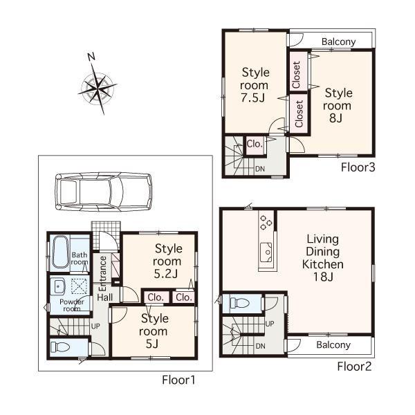 Floor plan. 33,800,000 yen, 4LDK, Land area 70.19 sq m , Building area 104.74 sq m