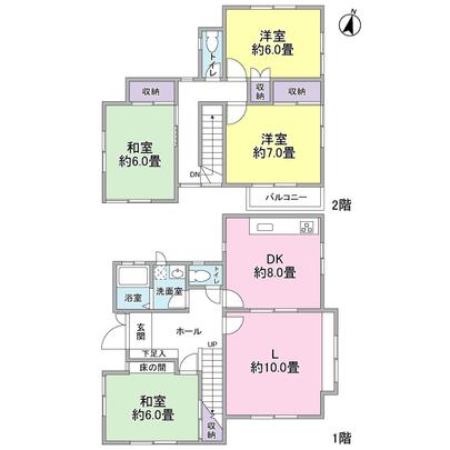 Floor plan. Floor is 4LDK. How the room is also good per sun, 1, From either the second floor also