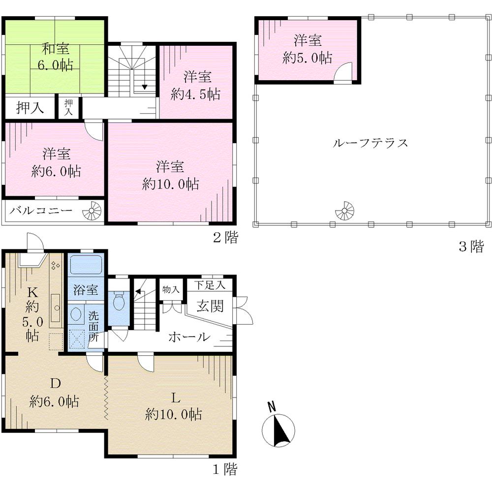 Floor plan. 32,800,000 yen, 5LDK, Land area 174.77 sq m , Building area 104.34 sq m