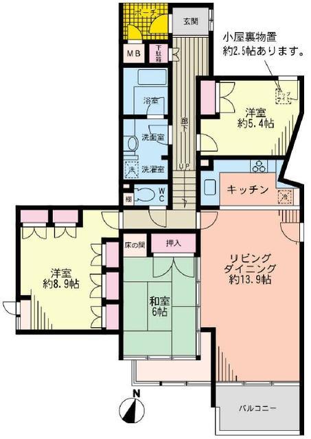 Floor plan. 3LDK, Price 21 million yen, Occupied area 93.41 sq m , Balcony area 4.53 sq m