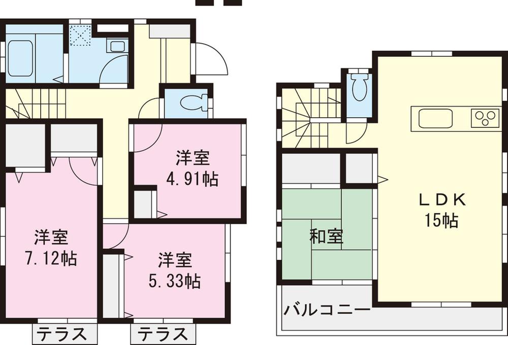 Floor plan. (1 Building), Price 34,958,000 yen, 4LDK, Land area 130.61 sq m , Building area 91.31 sq m