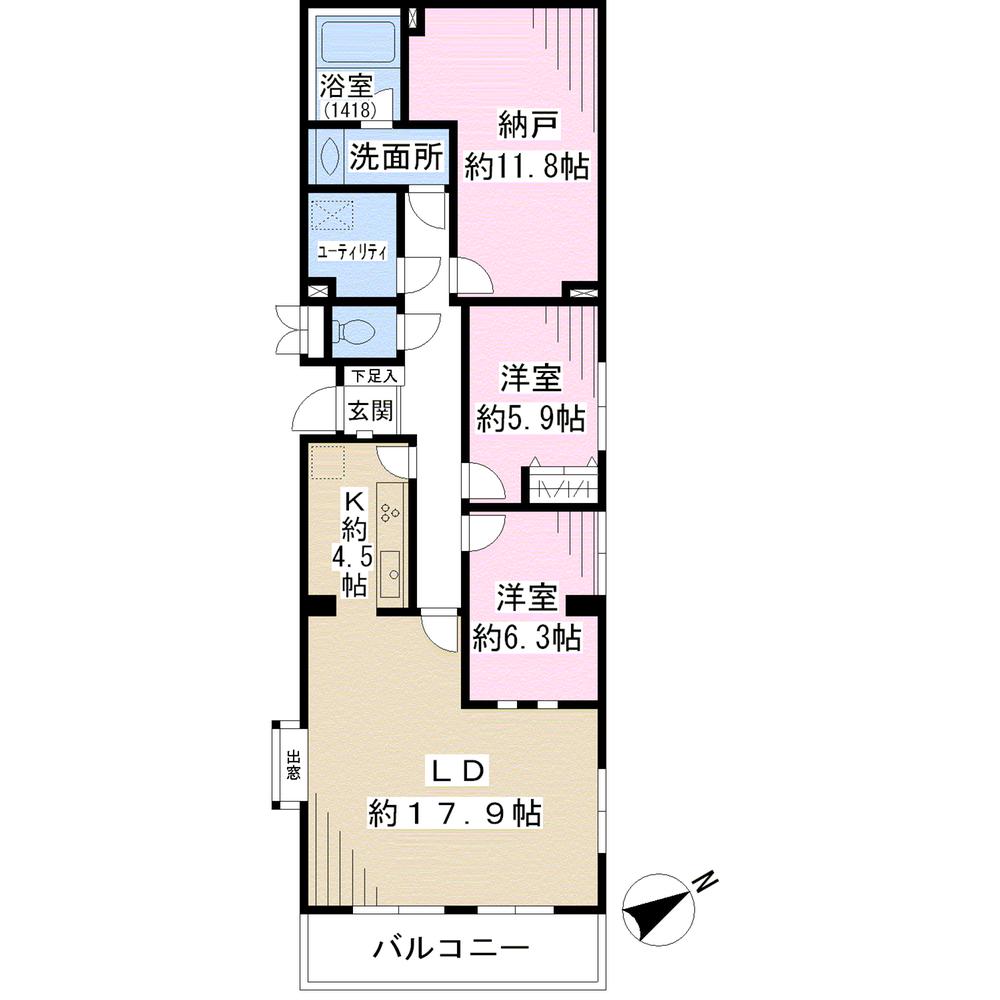 Floor plan. 2LDK + S (storeroom), Price 36,800,000 yen, Occupied area 99.07 sq m , Balcony area 8.81 sq m