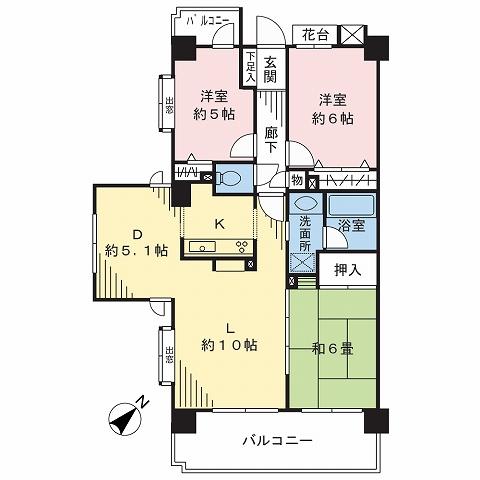 Floor plan. 3LDK, Price 29,800,000 yen, Occupied area 72.09 sq m , Balcony area 12.42 sq m floor plan