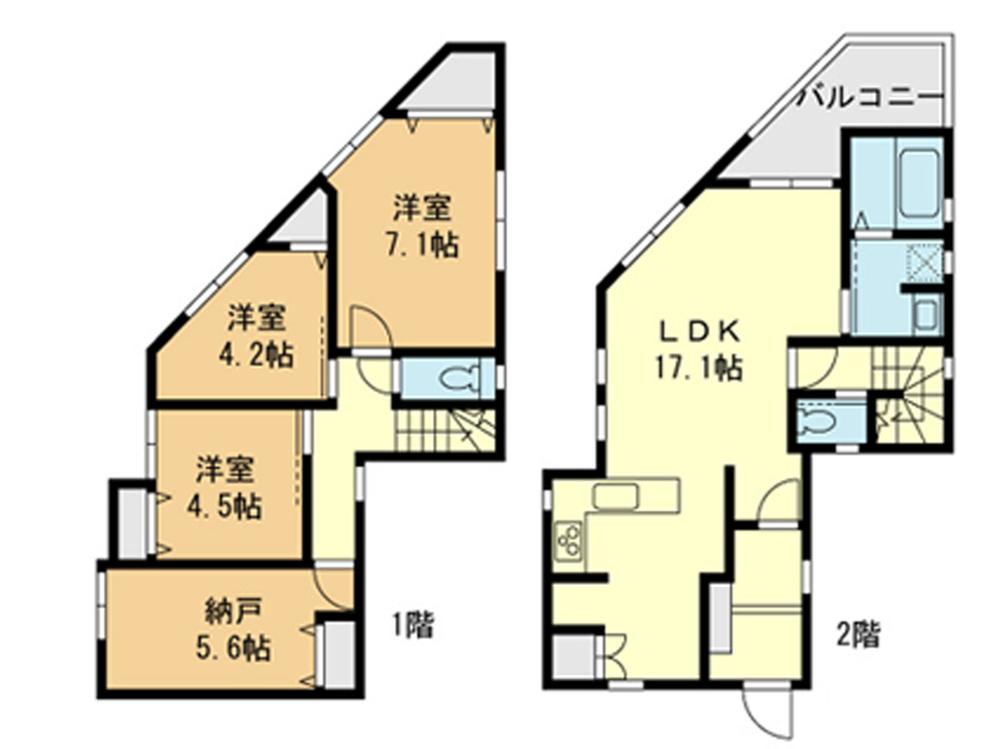 Floor plan. (A Building), Price 42,958,000 yen, 3LDK+S, Land area 127.31 sq m , Building area 93.69 sq m