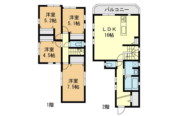 Floor plan. (B Building), Price 38,958,000 yen, 4LDK, Land area 114.08 sq m , Building area 95.49 sq m