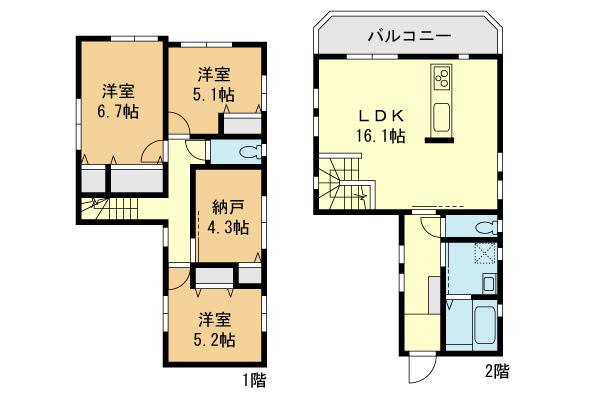 Floor plan. (C Building ), Price 38,958,000 yen, 3LDK+S, Land area 116.57 sq m , Building area 92.84 sq m