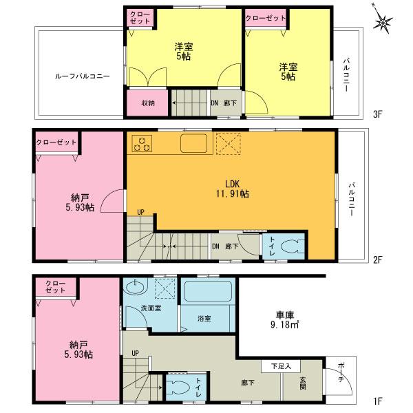 Floor plan. 31,800,000 yen, 4LDK, Land area 58.56 sq m , Building area 93.28 sq m