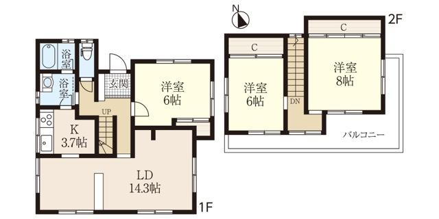 Floor plan. 15.5 million yen, 3LDK, Land area 227.69 sq m , Building area 91.78 sq m