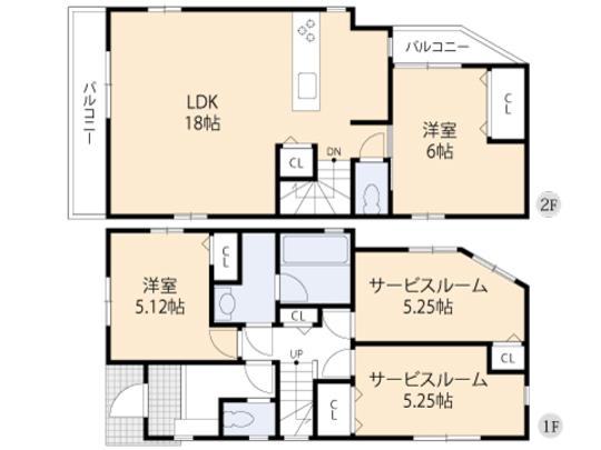 Floor plan. 30,058,000 yen, 2LDK, Land area 80.75 sq m , Building area 91.28 sq m floor plan