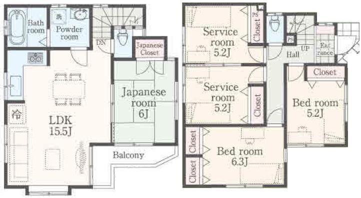 Floor plan. (A), Price 39,800,000 yen, 3LDK+2S, Land area 125 sq m , Building area 98.94 sq m