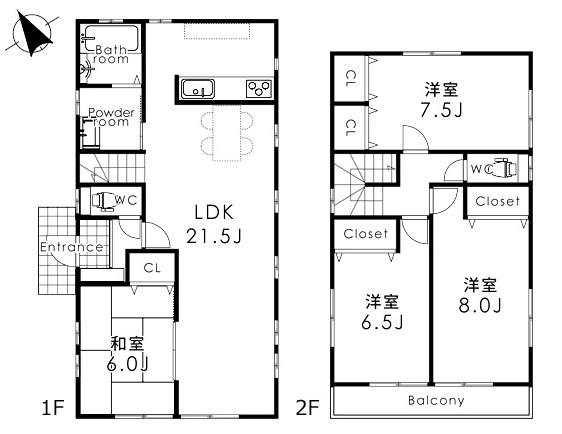 Floor plan. 37,800,000 yen, 4LDK, Land area 125.65 sq m , Building area 109.3 sq m