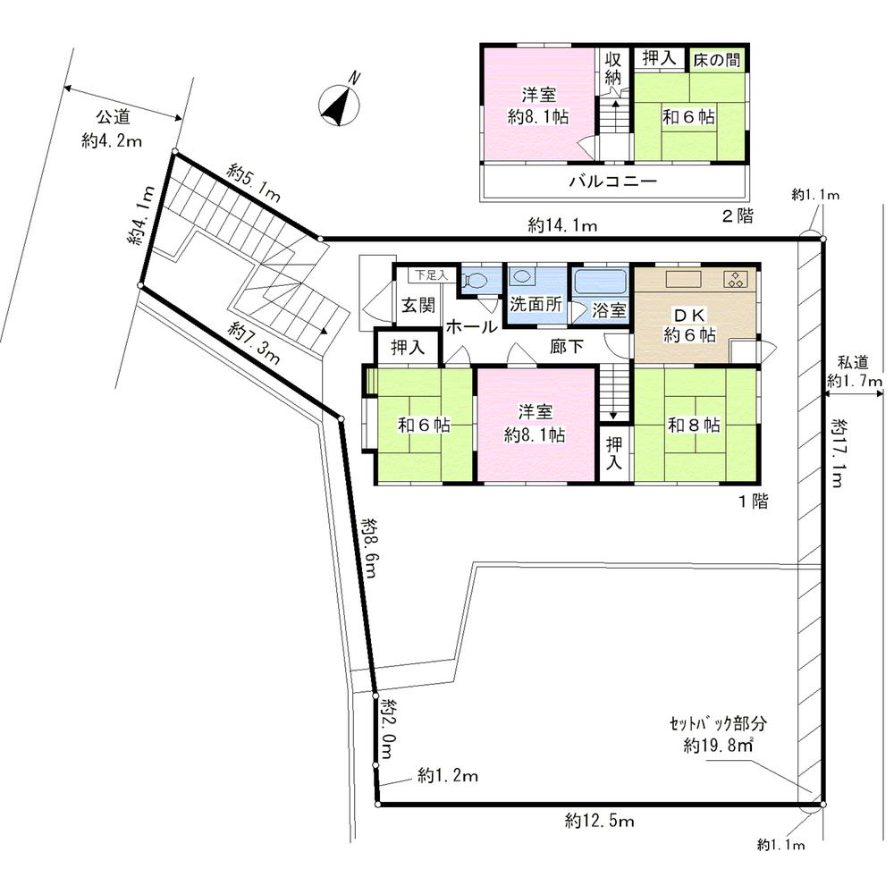 Floor plan. 48,800,000 yen, 5DK, Land area 271 sq m , Building area 98.55 sq m