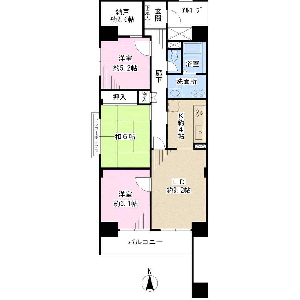 Floor plan. 3LDK + S (storeroom), Price 12.8 million yen, Occupied area 76.05 sq m , Balcony area 6.31 sq m