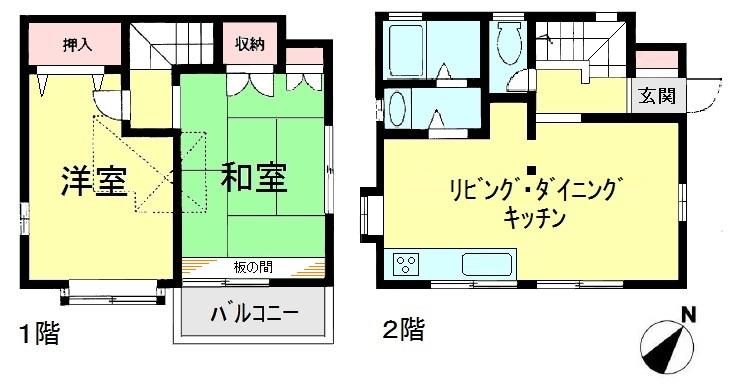 Floor plan. 12.9 million yen, 2LDK, Land area 60.55 sq m , Building area 53.7 sq m floor plan