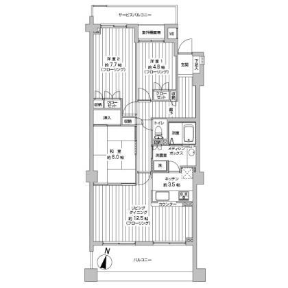 Floor plan. 3LDK, Price 23,900,000 yen, Occupied area 79.95 sq m , Balcony area 12.12 sq m