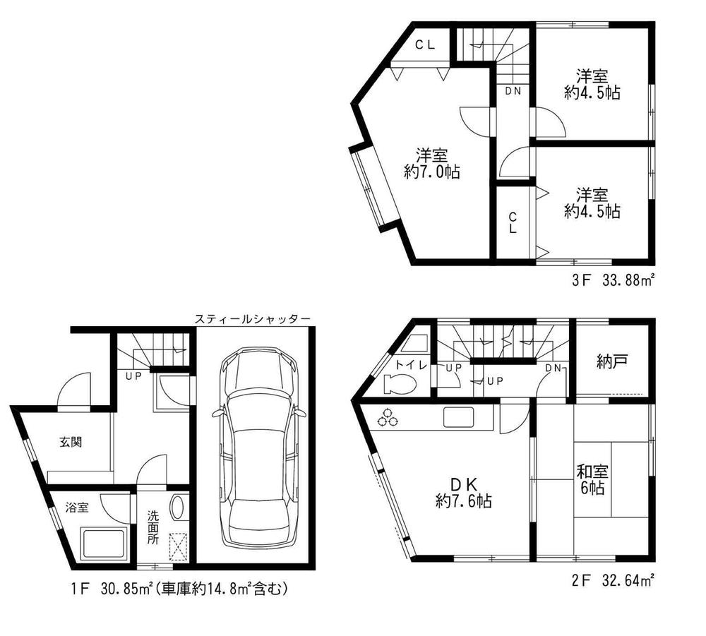 Floor plan. 24,850,000 yen, 4DK + S (storeroom), Land area 58.15 sq m , Building area 97.37 sq m