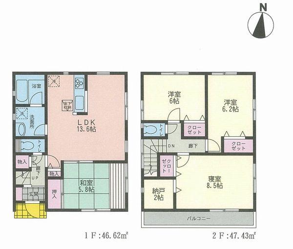 Floor plan. 33,800,000 yen, 4LDK, Land area 125.04 sq m , Building area 94.05 sq m
