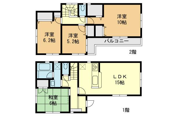 Floor plan. (1 Building), Price 36,800,000 yen, 4LDK, Land area 100.83 sq m , Building area 98.01 sq m
