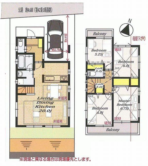 Floor plan. 42,958,000 yen, 4LDK, Land area 105.01 sq m , Building area 102.86 sq m