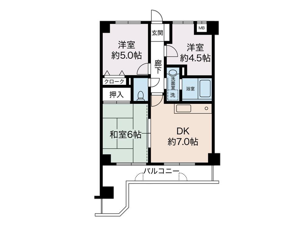 Floor plan. 3DK, Price 8.6 million yen, Footprint 50.4 sq m , Balcony area 6.6 sq m