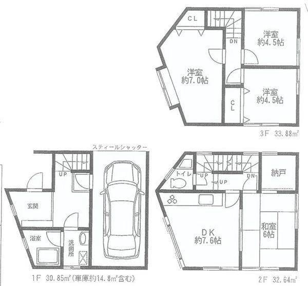 Floor plan. 24,850,000 yen, 4LK, Land area 58.15 sq m , Building area 97.37 sq m
