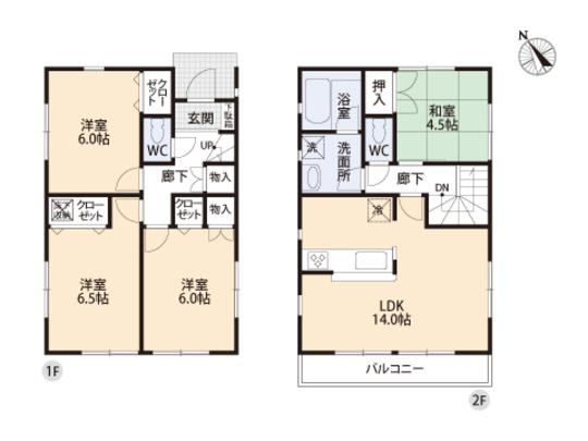 Floor plan. 33,800,000 yen, 4LDK, Land area 100.51 sq m , Building area 85.86 sq m floor plan