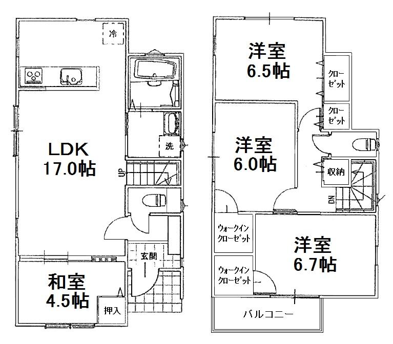 Floor plan. (A Building), Price 24,900,000 yen, 4LDK, Land area 127.86 sq m , Building area 94.6 sq m