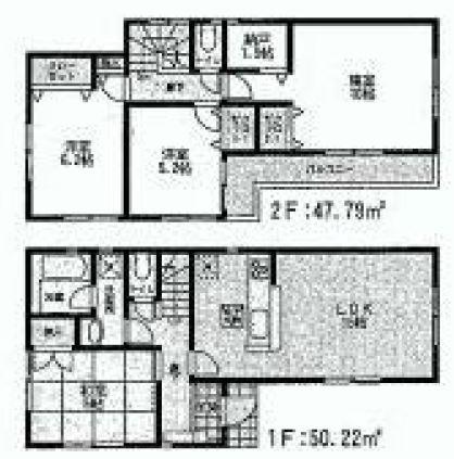 Floor plan. (1 Building), Price 36,800,000 yen, 4LDK, Land area 100 sq m , Building area 98 sq m