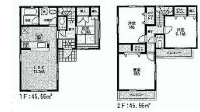 Floor plan. (Building 2), Price 36,800,000 yen, 4LDK, Land area 100 sq m , Building area 91 sq m