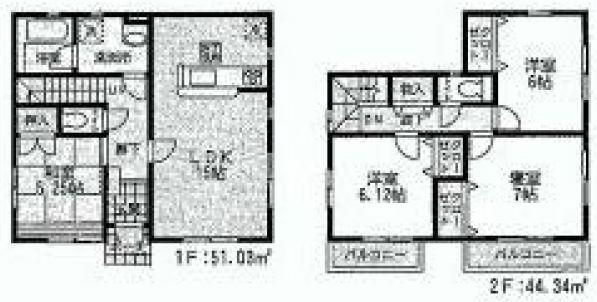 Floor plan. (3 Building), Price 35,800,000 yen, 4LDK, Land area 100 sq m , Building area 95 sq m