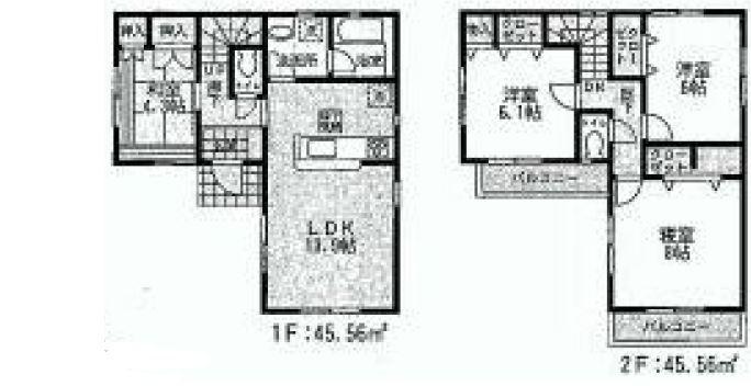 Floor plan. (5 Building), Price 37,800,000 yen, 4LDK, Land area 100 sq m , Building area 91 sq m