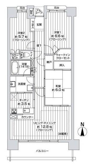 Floor plan. 3LDK+S, Price 32,800,000 yen, Occupied area 78.96 sq m , Balcony area 11.16 sq m