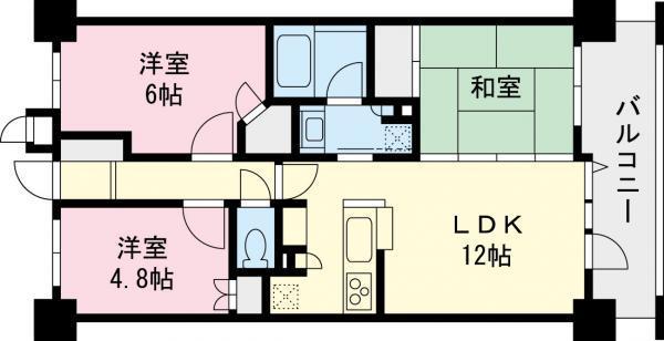 Floor plan. 3LDK, Price 24,800,000 yen, Occupied area 60.66 sq m , Balcony area 10.14 sq m