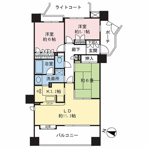 Floor plan. 3LDK, Price 23.8 million yen, Occupied area 71.46 sq m , Balcony area 13.2 sq m floor plan