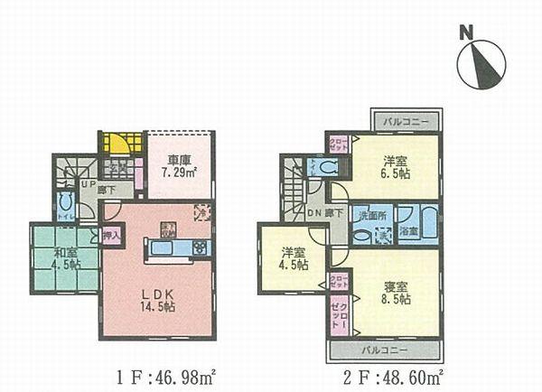 Floor plan. (1 Building), Price 32,800,000 yen, 4LDK, Land area 100.44 sq m , Building area 95.58 sq m