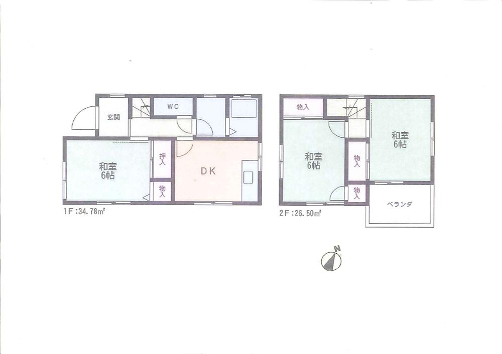Floor plan. 23.5 million yen, 3DK, Land area 75.18 sq m , Building area 61.27 sq m