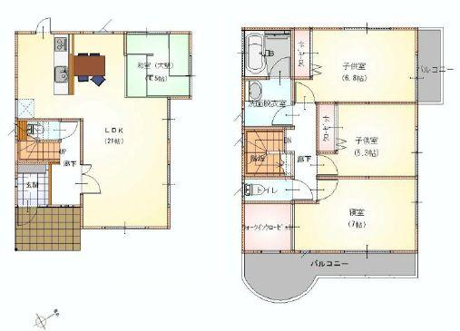 Floor plan. 49,800,000 yen, 4LDK, Land area 204.07 sq m , Building area 104.34 sq m