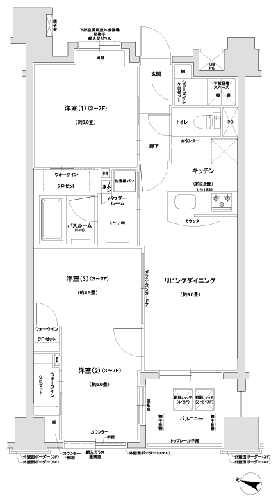 Floor: 3LDK + 3WIC + SIC, the occupied area: 61.49 sq m, Price: 27,400,000 yen, now on sale