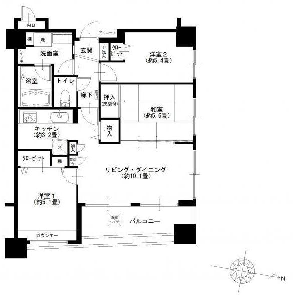 Floor plan. 2LDK, Price 36,900,000 yen, Occupied area 68.82 sq m , Equipment of a balcony area 8.84 sq m per yang good 3LDK enhancement ・ specification