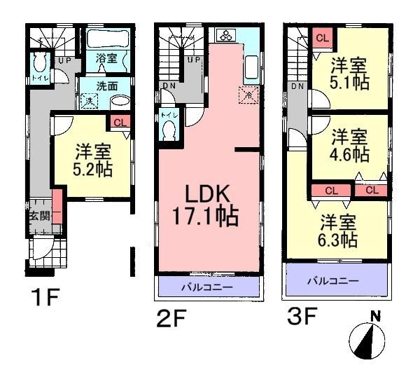 Floor plan. (4 Building), Price 32,800,000 yen, 4LDK, Land area 55.01 sq m , Building area 103.04 sq m