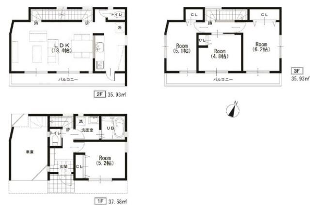 Floor plan. 33,800,000 yen, 4LDK, Land area 60.2 sq m , Building area 109.44 sq m