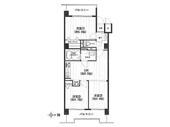 Floor plan. 3DK, Price 14.9 million yen, Occupied area 52.26 sq m , Balcony area 9.06 sq m floor plan