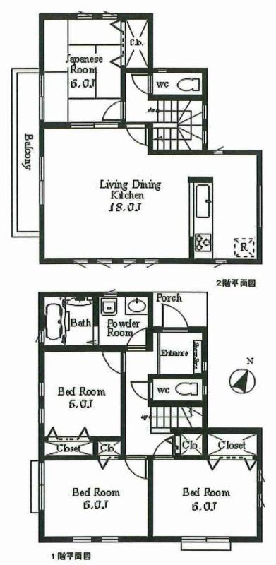 Floor plan. 39,800,000 yen, 4LDK, Land area 108.55 sq m , Building area 95.04 sq m 4LDK
