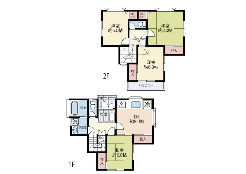 Floor plan. 25,800,000 yen, 4LDK, Land area 109.23 sq m , Building area 91.08 sq m
