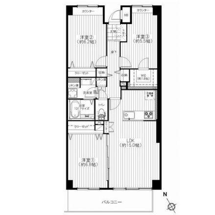 Floor plan. 3LDK, Price 24,990,000 yen, Occupied area 78.85 sq m , Balcony area 8.77 sq m