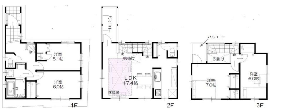 Floor plan. (B Building), Price 32,300,000 yen, 4LDK, Land area 70.85 sq m , Building area 96.04 sq m