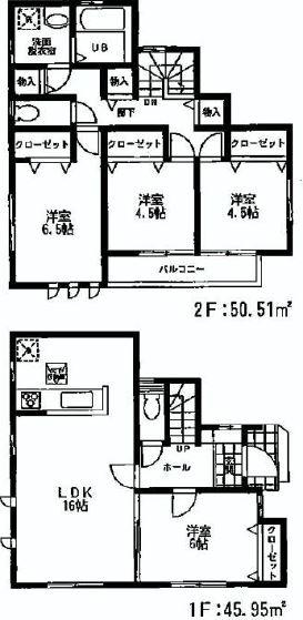 Floor plan. (B Building), Price 36,800,000 yen, 4LDK, Land area 126.32 sq m , Building area 96.46 sq m