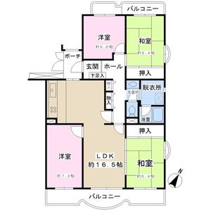 Floor plan. 4LDK, Price 14.9 million yen, Occupied area 92.72 sq m , Balcony area 12.49 sq m floor plan
